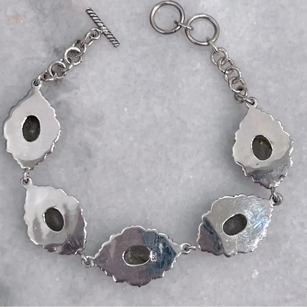 Golden Rutilated Quartz Sterling Silver Toggle Clasp Bracelet - Picture 9 of 10